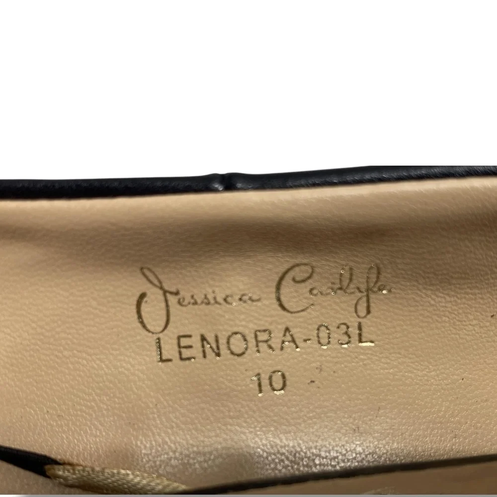 Jessica Carlyle LENORA Leather Business Navy Blue Heels with Gold Buckle NWOT - Picture 7 of 7